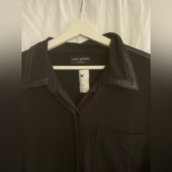 Lane Bryant Black Casual leather Button Down Shirt Size 18/20 NEW - Picture 10 of 12